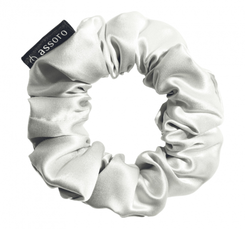 ASSORO, Шелковая резинка для волос, размер M, цвет (серебро)