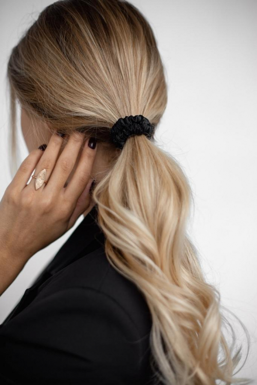 SILK LOVERS, Шелковая резинка для волос MINI (Черный)