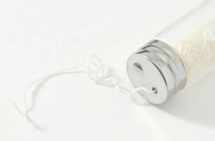 JUNGLE STORY, Зубная нить в стеклянном многоразовом диспенсере, Лимон и мята Wite