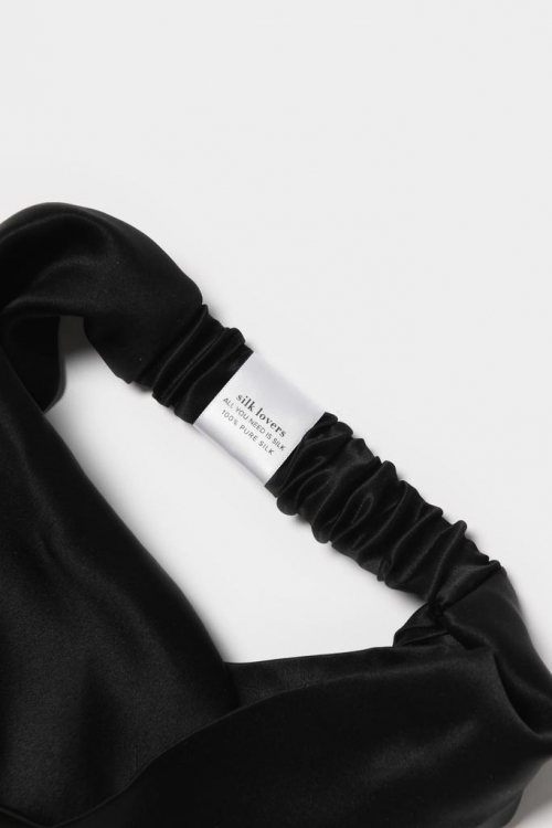 SILK LOVERS, Шелковая повязка с узлом для волос (черный)