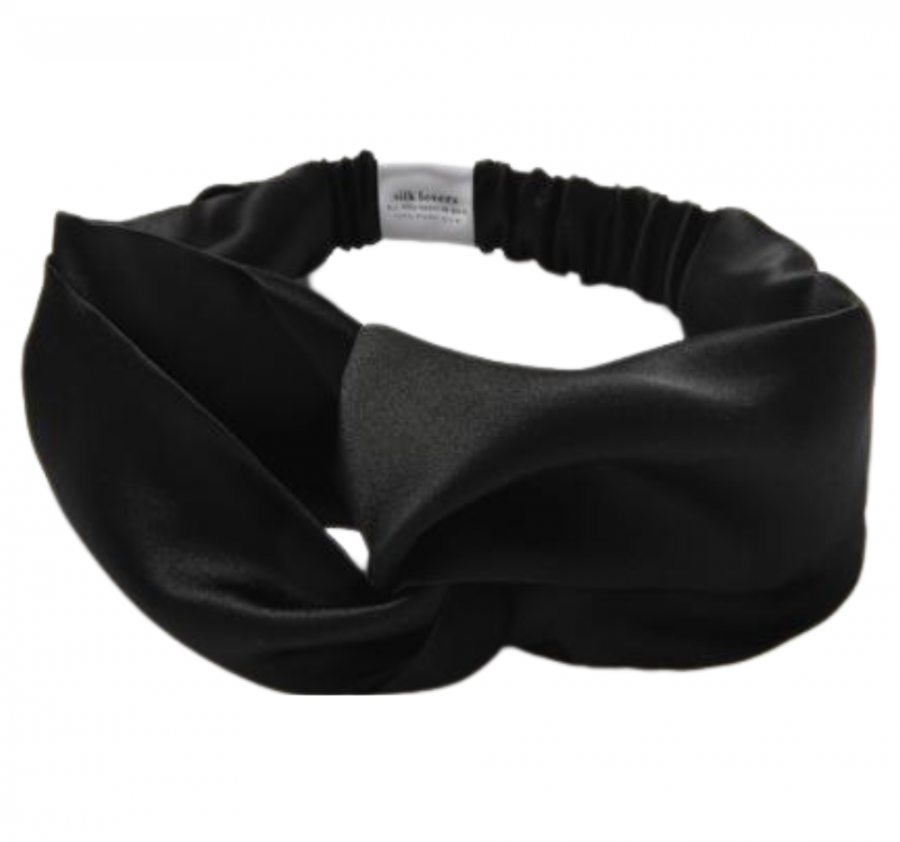 SILK LOVERS, Шелковая повязка с узлом для волос (черный)