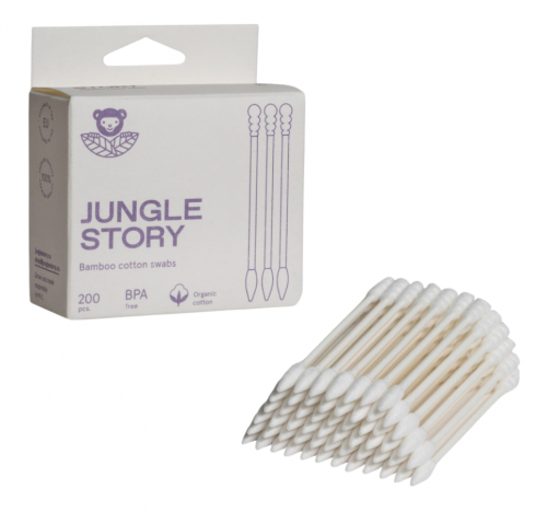JUNGLE STORY, Ватные палочки White с заостреным и спиральным наконечником, 200 шт