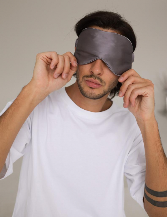 SILK LOVERS, Мужская шелковая маска для сна (графит)