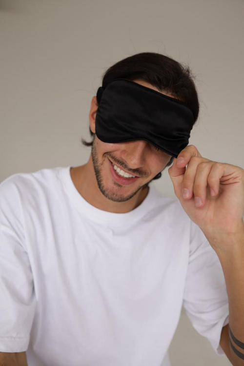 SILK LOVERS, Мужская шелковая маска для сна (черный)