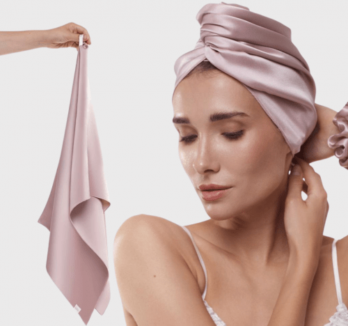 SILK LOVERS, Полотенце для волос из натурального шелка 43*110см, цвет (пудра)