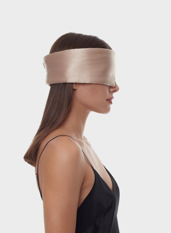 SILK LOVERS, Шелковая повязка для сна с липучкой (Кофе)