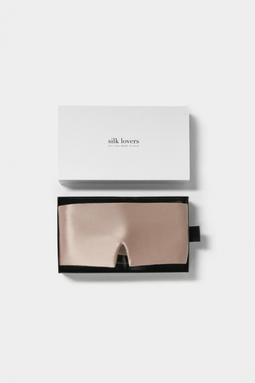SILK LOVERS, Шелковая повязка для сна с липучкой (Кофе)