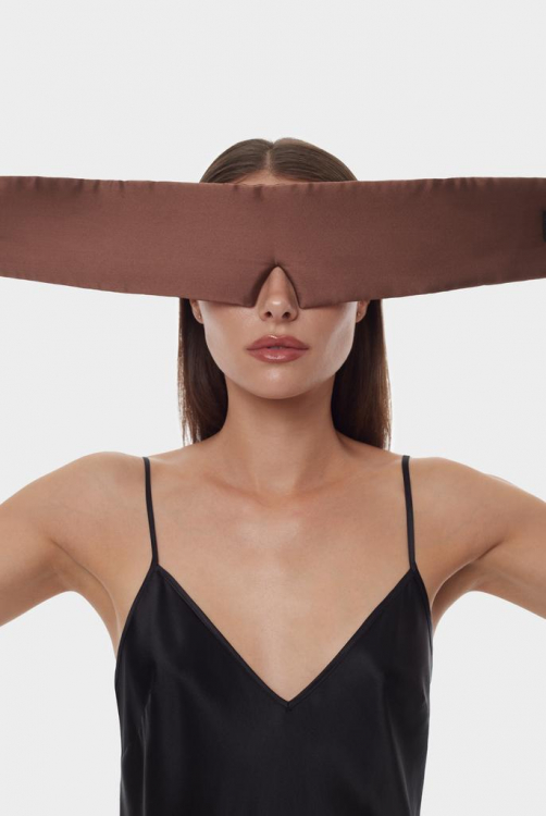 SILK LOVERS, Шелковая повязка для сна с липучкой (Шоколад)