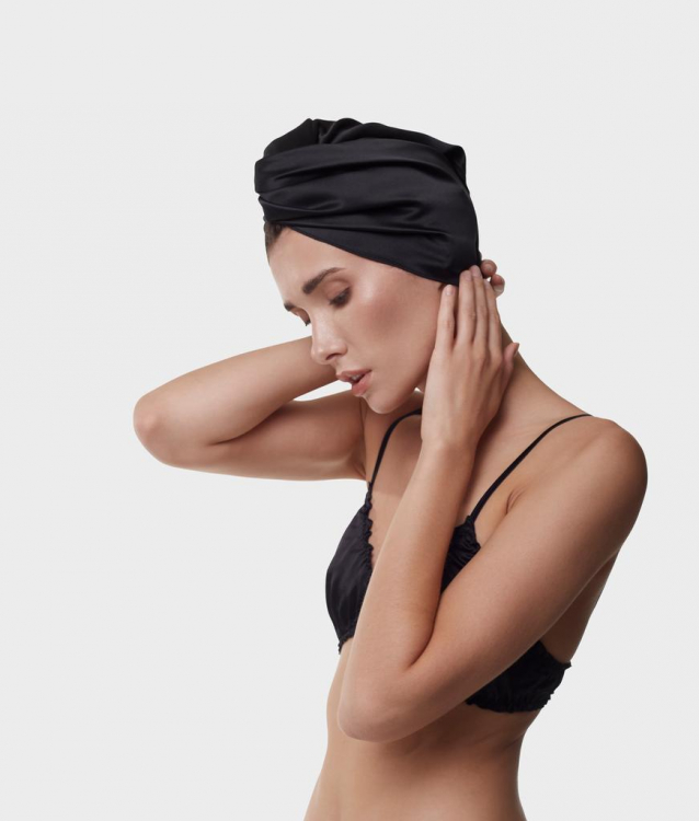 SILK LOVERS, Полотенце для волос из натурального шелка 43*110см, цвет (черное)