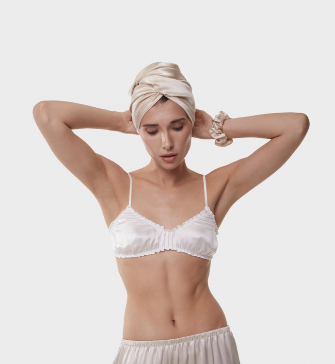 SILK LOVERS, Полотенце для волос из натурального шелка 43*110см, цвет (латте)