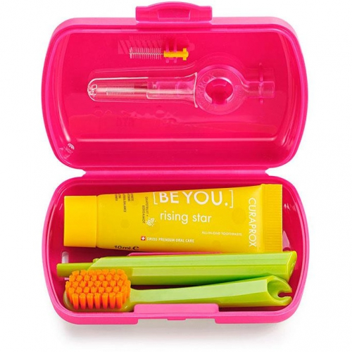 CURAPROX BE YOU дорожный набор: паста, щетка, ершики (малиновый бокс)