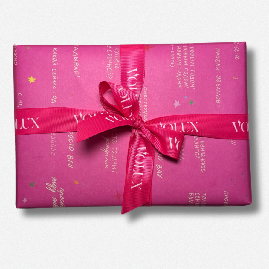 Обертка "О' Новогодние фразы"(розовая)