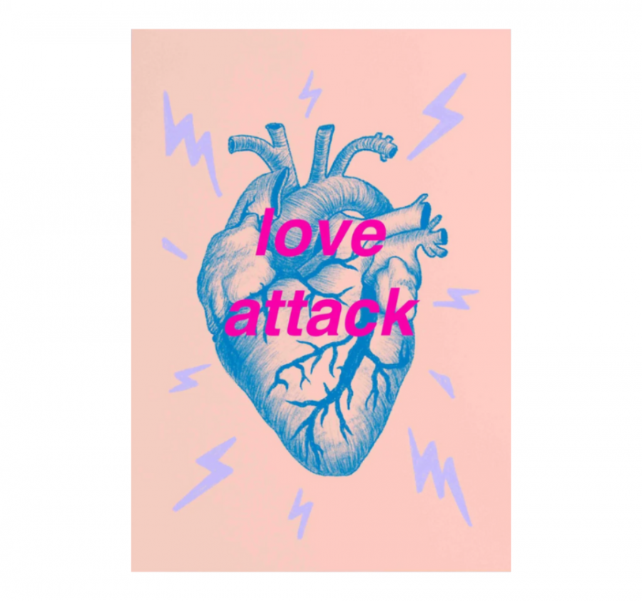 Открытка "Love attack" голубая