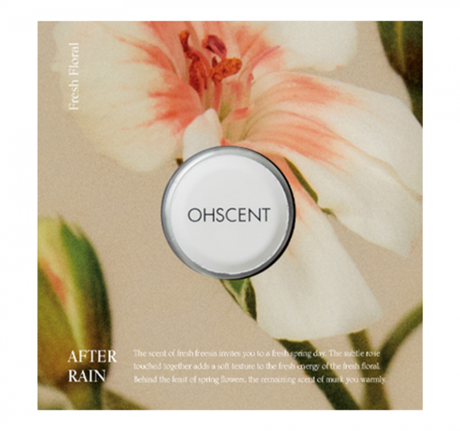 OHSCENT, AFTER RAIN Сменный блок аромата для авто (дикая роза, мускус, фрезия)