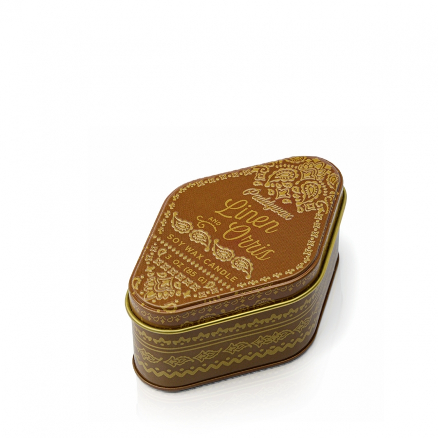 PADDYWAX, Компактная travel-свеча в металлической баночке, LINEN & ORRIS